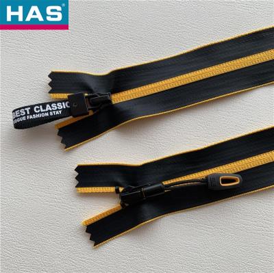#5 Nylon Invisible Zipper with Black Reflective Strip Colorful Paste for Clothing
