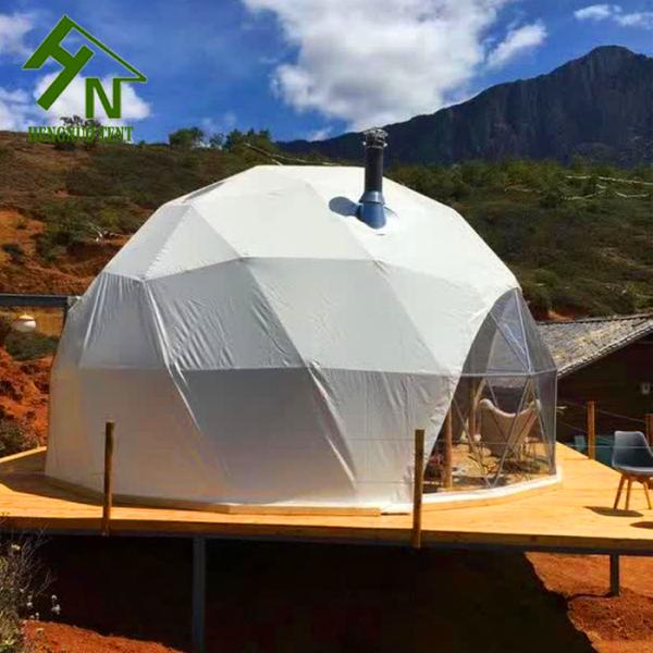 Glamping Family Geodesic Dome Tent Kits Prefab Houses Shower Room Included