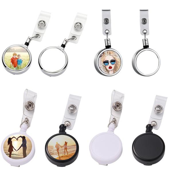 Sublimation Blank Plastic Name Tag Badge With Hidden 40mm Retractable Rope Diy Creative Gift For Sublimation Printing