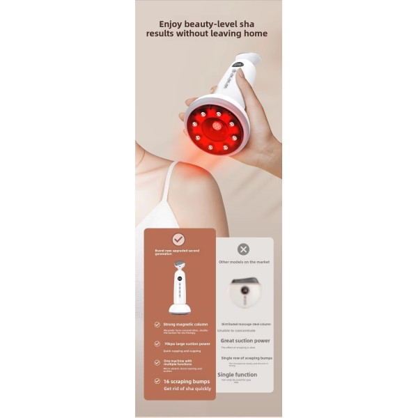 Fast Shipping Portable 2 in 1 Red Light Therapy Rechargeable Anti Cellulite Massager With Vacuum Cupping and Facial Heating Head