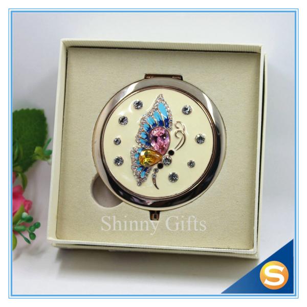Shinny Gifts Metal Compact MirrorJeweled Makeup Pocket Mirror Custom Cosmetic Mirror