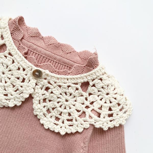 Y-F Baby Girls Two Color Lotus Leaf Collar Hand Crochet Cotton Lace Flower False Collar Accessories