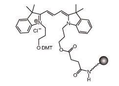 Tintas de cianina molecular Fosforamiditas para utilização na síntese de oligo