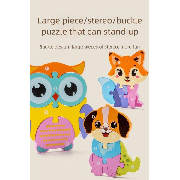 2025 Early Educational 3d Animal Traffic Jigsaw Game Children Cognitive Wooden Matching Puzzles Board Toys for Kids Boys Girls