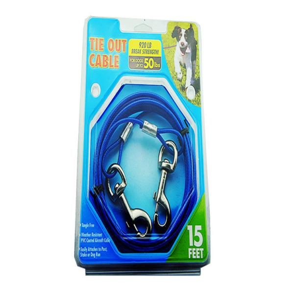 Steel Material Dog Tie Out Cable with 60 Lbs Capacity and 20 Foot Length for Medium Dogs