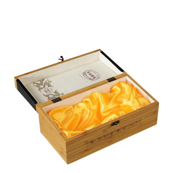 Customized Wine Crafts Natural Bamboo Wood Wine Gift Box With PU Leather