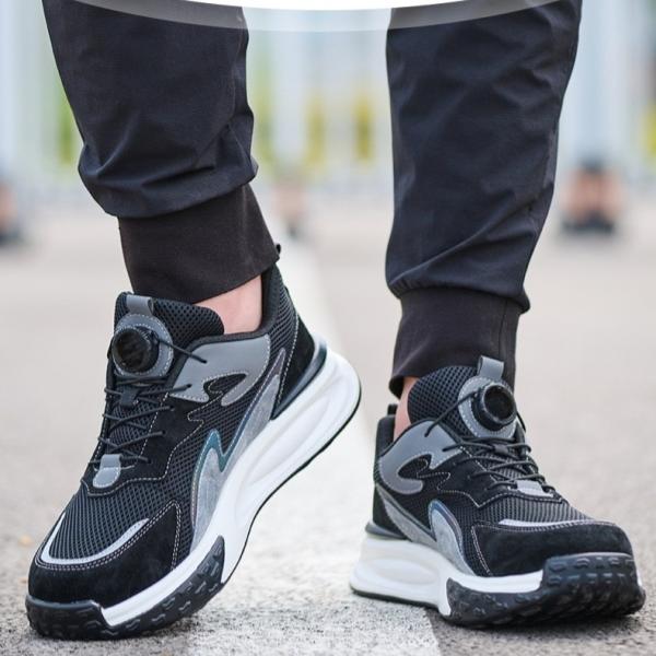 Unisex Safety Shoes with Air Cushion Sole and Kevlar Midsole Flying Knit Industrial Work Shoes