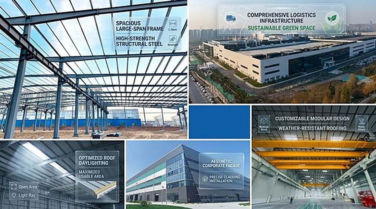 Low Maintenance Customizable Steel Structure Warehouse with Hot Rolled H Steel Profile and 5-40m Span