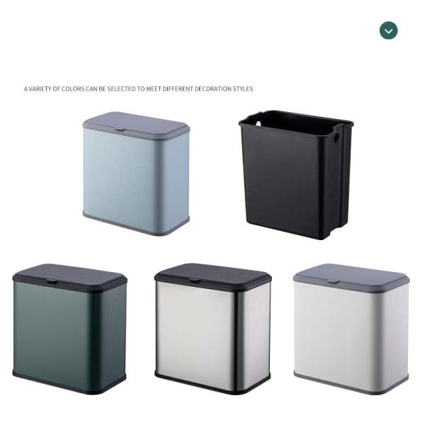 Kitchen Household Wall-mountable and Tabletop Dual-use Stainless Steel Trash Can with Lid