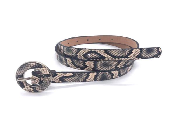5/8(1CM) Width Women's Fashion Leather Belts / Snake Printed Leather Belts With Round Covered Buckle