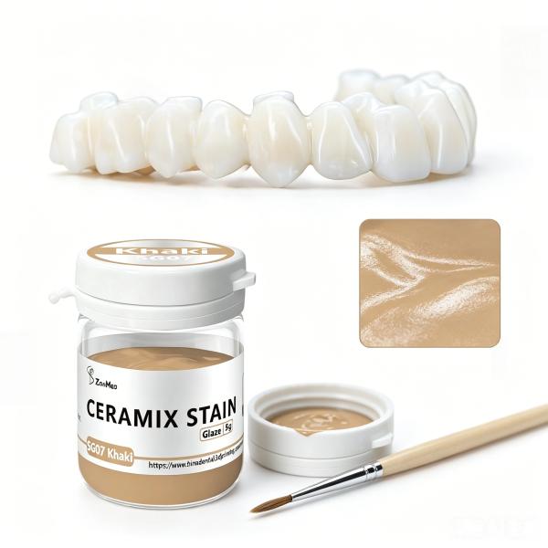 Multiple Shades non fluorescent dental low temp glaze dental ceramics coloring optimized for in dental restoration workflows