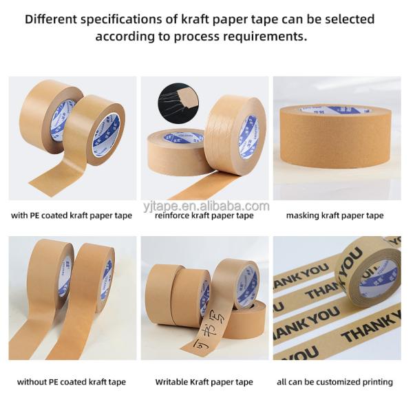 Gummed Custom Logo Self Adhesive Kraft Paper Tape For Sustainable Packaging Solutions