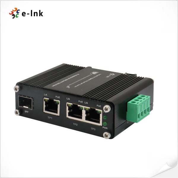 Mini Industrial 3 Port 10/100/1000T 802.3at PoE + 1-Port 100/1000X SFP #Ethernet #Switch With 12~48VDC Input