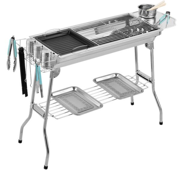 73*33.5*70cm Barbecue Outdoor Stainless Steel Barbecue Grill BBQ Carbon Grill Portable Folding Grill