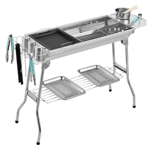 73*33.5*70cm Barbecue Outdoor Stainless Steel Barbecue Grill BBQ Carbon Grill Portable Folding Grill