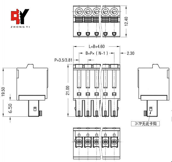 Тангаж соединителя HQ15EDGKD-3.5/3.81mm терминального блока PA66 28-16AWG Pluggable