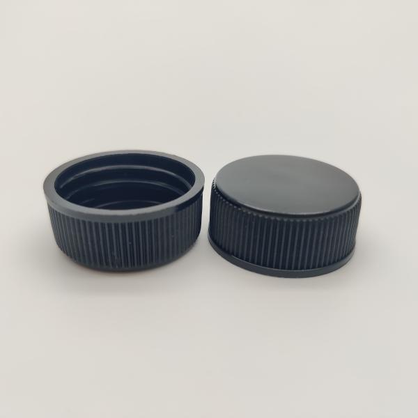 Black Leakproof 24/400 Plastic Screw On Bottle Caps With Smooth Top