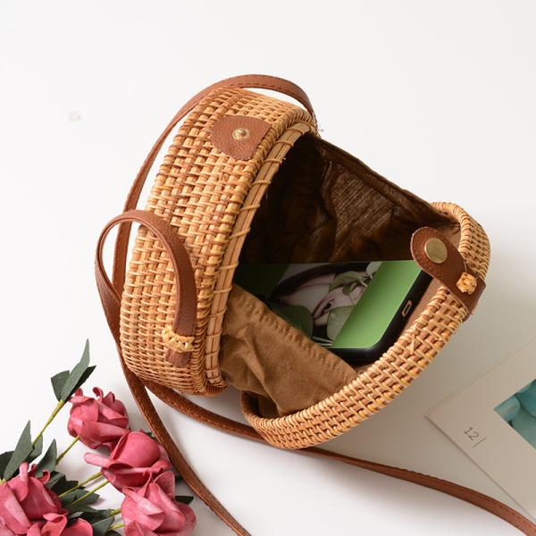 Сумка Богемии круга пляжа сумки соломы плеча ротанга лета Handmade для женщин