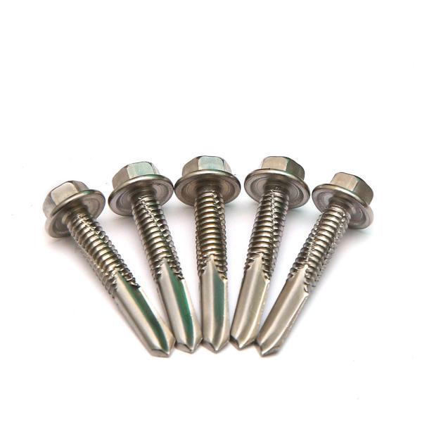 Hardened 410 Stainless Self Steel Hex Head Drilling Screws For Metal Point #5 Hi Teks