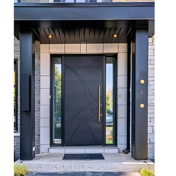 Puerta de jardín de aluminio moderno con resistencia al fuego y cerraduras inteligentes para una entrada estética