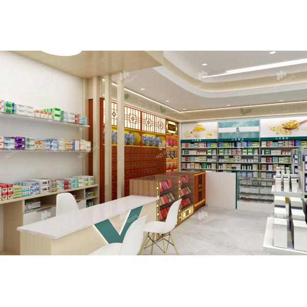 06-MSWRS Farmacia Tienda modelo con estilo cálido de madera