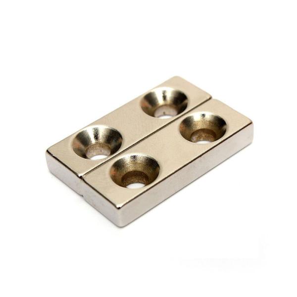 N45 NdFeB Neodymium Countersunk Magnets Rectangular With Two Counter Bores