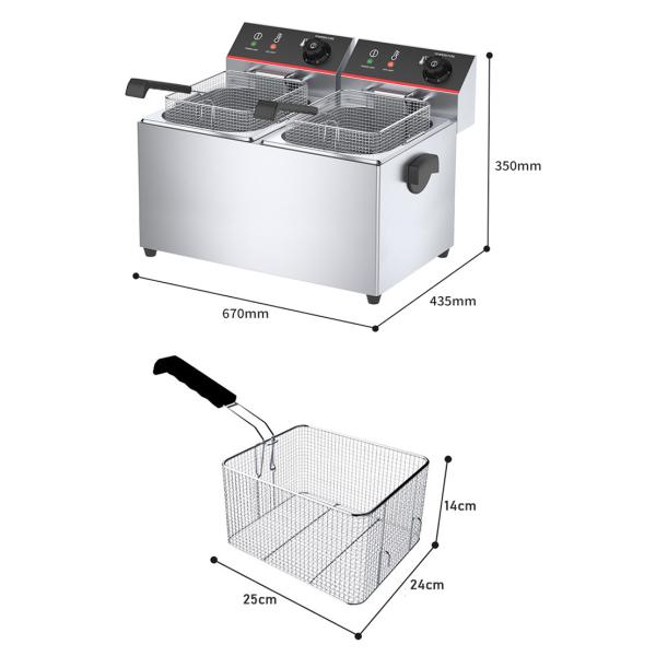 Stainless Steel Double Tanks 11L 11L Electric Deep Fryer for Chips and Fish Industrial