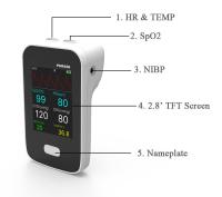 Monitor paciente portátil Vital Sign Monitor de SpO2 ECG Signos Vitales