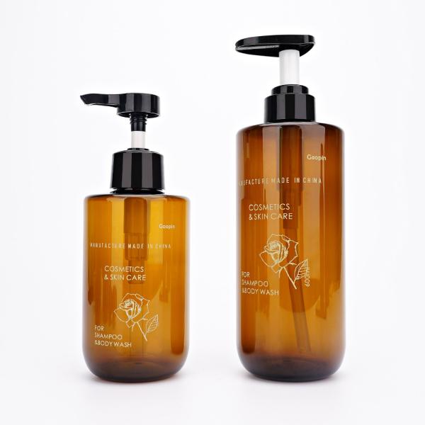 Amber Plastic Shampoo Bottle 500ml with Pump Spray for Conditioner and Shower Gel