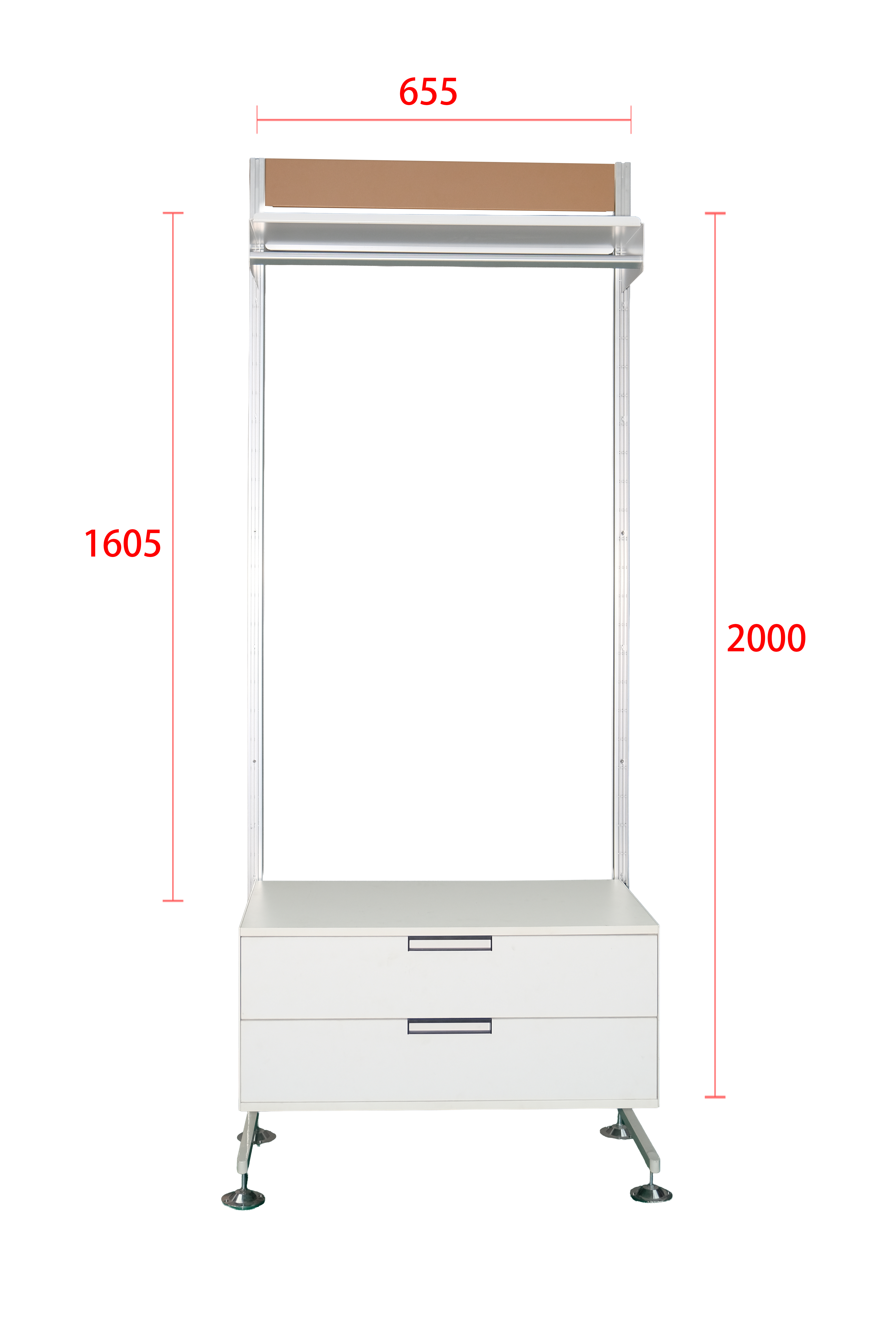 Nordic Minimalist Standing Type White Steel Modular Shelving Unit with Drawer for Bedroom