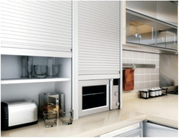 Camping Car Sliding Door Rolling Shutter for Kitchen Cabinets (PVC/Glass Material)