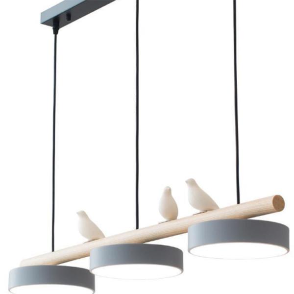 Nordic Minimalist 3-Headed Hanging LED Pendant Light Solid Japanese Wood Glass Shade Dining Room Bar Multiple Sizes Available