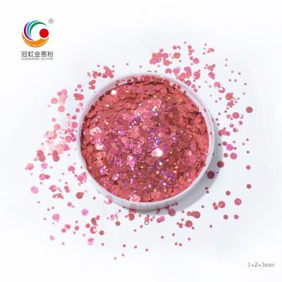 3mm Starry Heart Round Body PET Glitter Powder For Party Wedding Decoration