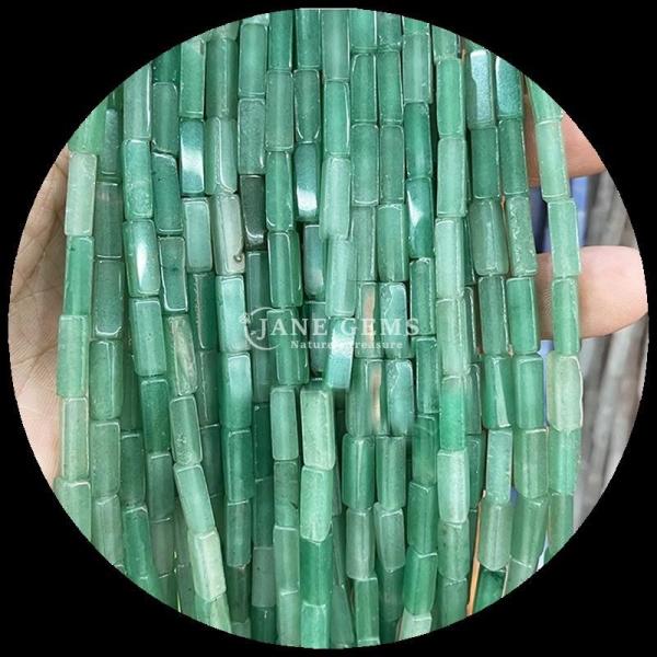 Aventurina verde natural Agata india rectangular de forma cuadrada Filamentos de cuentas de piedras preciosas para joyería DIY y energía curativa