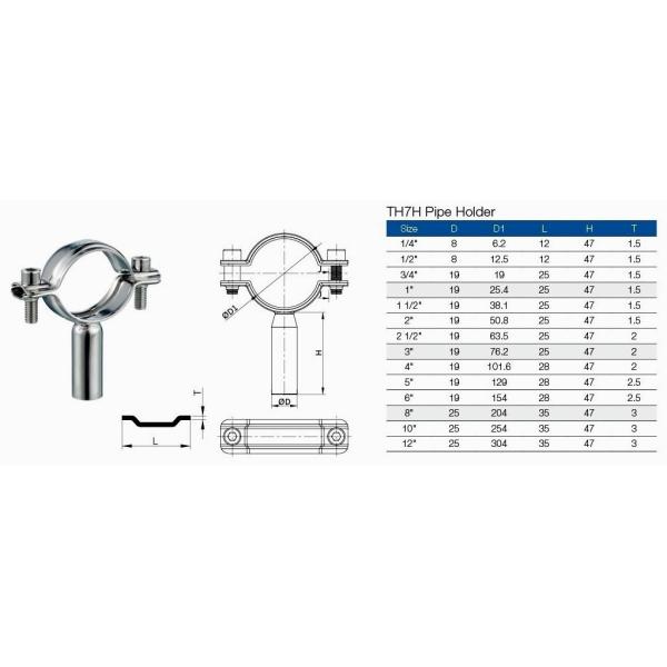1 2 Санитарные принадлежности Продовольственный класс Нержавеющая сталь Труба Поддержка Санитарный шланг Клип зажим вешалка