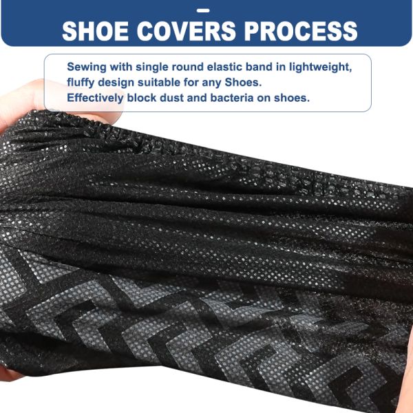 Haixin Health Black Dust-proof Overshoe with LOGO Custom Disposable Shoecover Protective Medical Anti-slip Shoe Covers Wholesale