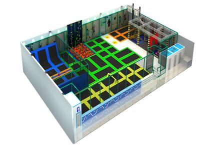 indoor Commercial Trampoline Park EPE Soft Pad With Ninja Course