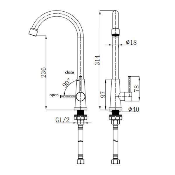 Вытяните вне Faucet кухни нержавеющей стали Sus304 почистил щеткой отполированный