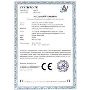 DONGGUAN LONROY EQUIPMENT CO LTD Certifications