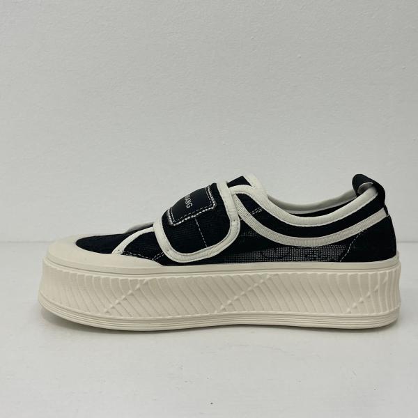 OEM Black Canvas Trainers Womens Rubber Outsole Wide Fit Canvas Trainers