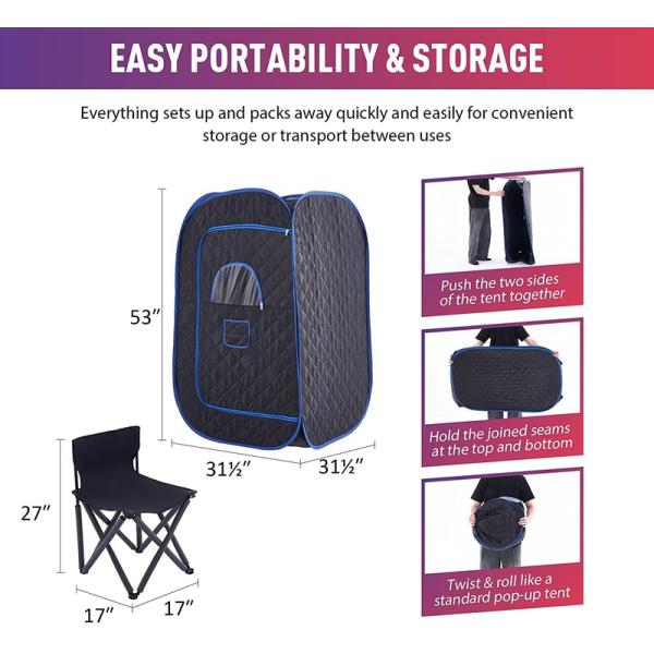 Modern Portable Sauna for Home Office and Travel Home Sauna for Dry Spa and Steam Sauna with Remote Control Steam Tent