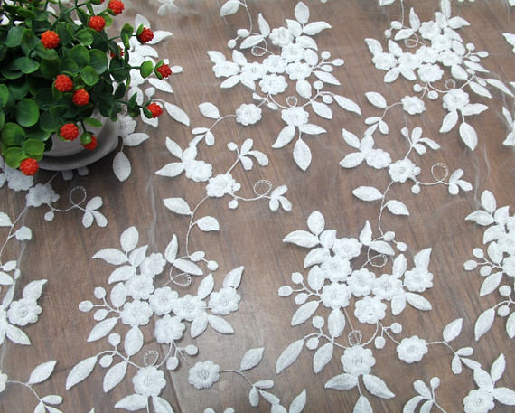 Ткань шнурка сетки 125км полиэстер вышитая белизной для оптовой продажи платья свадьбы