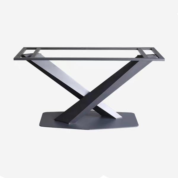 Rectangular Patio Metal Leg Marble Top Dining Table And Chairs Powder Coating