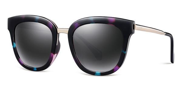 Black Purple Ladies Polarized Sunglasses Lens Metal Frames Size 53 23 148