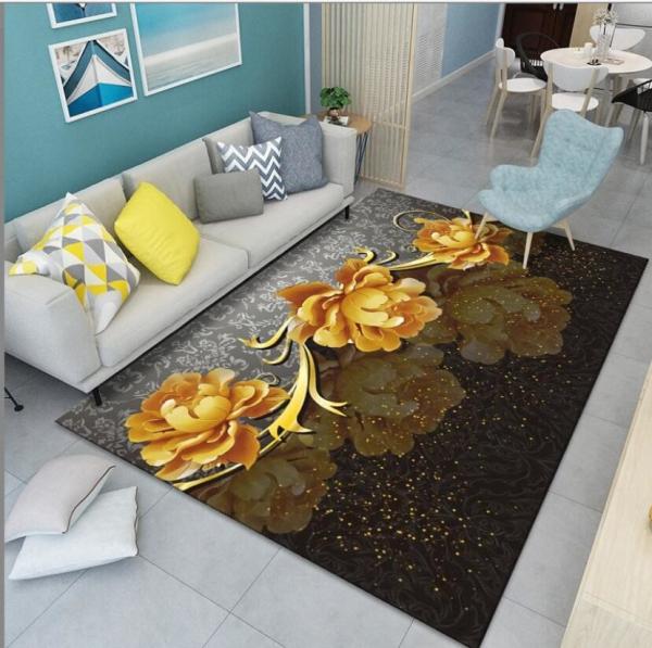 Beautiful Flowers Lotus Chrysanthemum Living Room Floor Carpet With Special Style