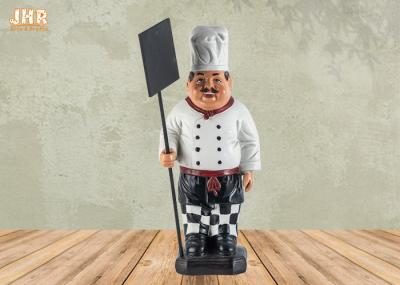Cozinheiro chefe poli Holding Wooden Chalkboard de Polyresin Statue Figurine do cozinheiro chefe gordo antigo da resina