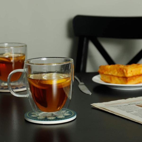 12oz Clear Glass Coffee Mug Double Wall Insulated Glasses