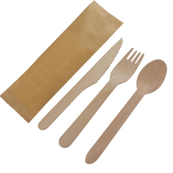 160mm wooden knife fork spoon set paper includes napkin wooden disposable cutlery