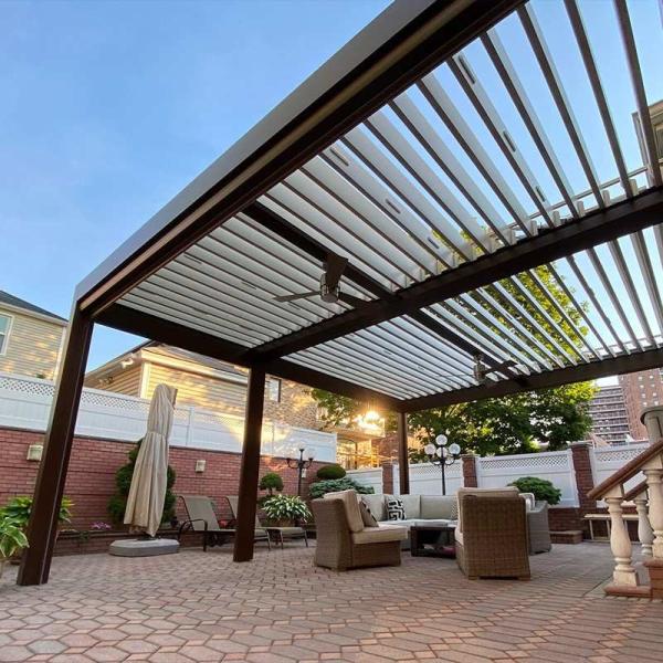 Telhado de alumínio Flip Pavilion With Retractable Canopy Louvered de alumínio do pátio de T5 T6