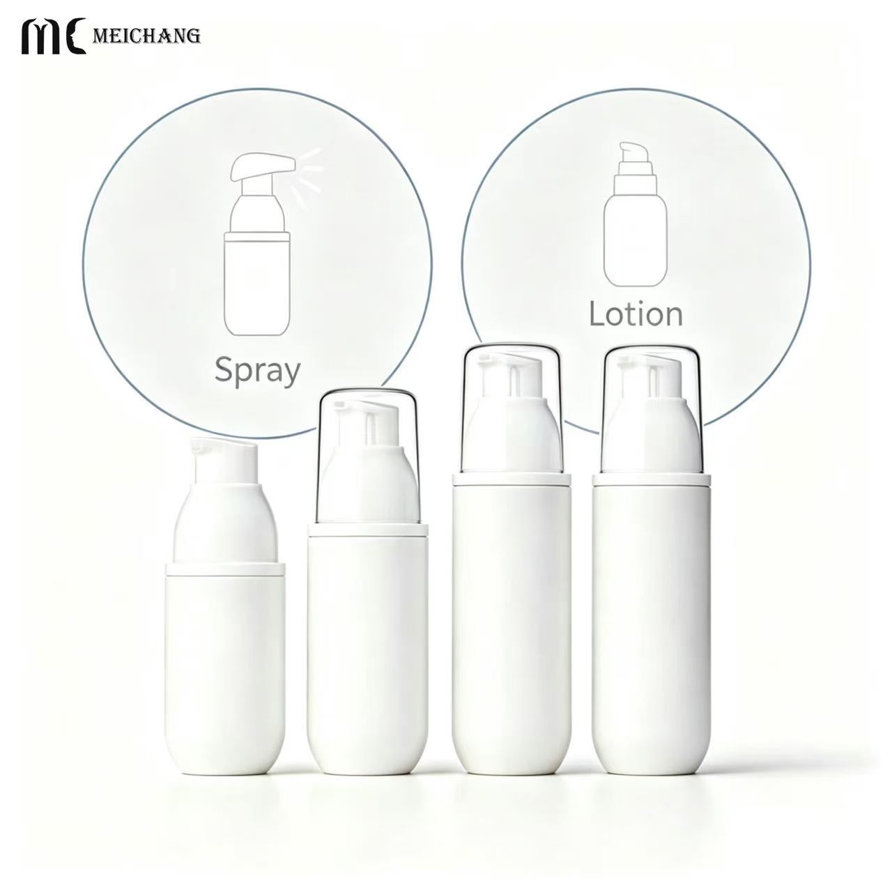 100ml 120ml 150ml Thick Wall Round Bottom PET Cosmetic Packaging Bottle, Lotion Pump & Fine Mist Spray Pump Options(MC-445)